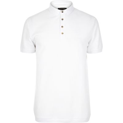 White textured polo shirt